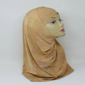 beige heavy lycra two piece hijab full coverage modest headscarf premium stretch fabric inner cap instant hijab muslim women daily wear durable breathable unique design