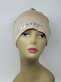 Beige hijab undercap on mannequin, soft fitted inner cap for hijab, breathable comfortable head cover for women, smooth under scarf cap for everyday modest wear