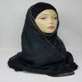 black hijab scarf soft modest headscarf for women full coverage hijab smooth lightweight breathable fabric elegant drape comfortable daily wear Muslim scarf classic black scarf simple plain hijab easy to style modest fashion accessory long black hijab scarf versatile wrap scarf for casual and formal outfits soft touch head covering