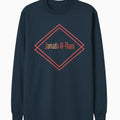Black Jumada Al-Thani Islamic long sleeve shirt with red geometric diamond design, modest Muslim full sleeve top for men and women by Affordable Hijab USA