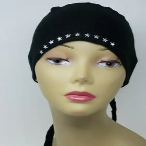 black hijab undercap tie back cap with rhinestone detail stretch fabric Muslim women underscarf breathable comfortable secure fit modest wear
