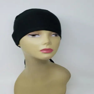 Black underscarf cap for women, soft stretch fabric hijab cap, full coverage under hijab, breathable snug fit inner cap for modest wear, everyday essential headwear