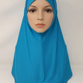 Blue 2-piece hijab set for women, full coverage modest headwear, soft stretch jersey prayer hijab, comfortable Islamic scarf set, Affordable Hijab USA