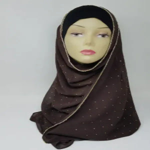 Brown chiffon hijab scarf lightweight sheer fabric soft flowy drape elegant modest head covering for women everyday wear