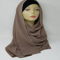 Brown chiffon hijab scarf lightweight sheer fabric layered drape modest head covering elegant soft flowy style for women