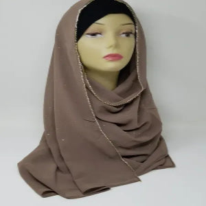 Brown chiffon hijab scarf lightweight sheer fabric layered drape modest head covering elegant soft flowy style for women