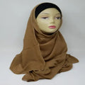 brown hijab scarf soft modest headscarf for women full coverage hijab smooth lightweight breathable fabric elegant drape comfortable daily wear Muslim scarf stylish brown scarf simple plain hijab easy to style modest fashion accessory long brown hijab scarf versatile wrap scarf for casual and formal outfits soft touch head covering