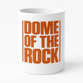 White ceramic Dome of the Rock mug with bold orange typography design, Islamic gift mug, Muslim coffee cup, faith inspired drinkware,10 oz kitchen mug
