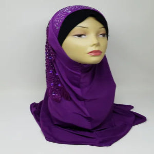 Purple Rhinestone One Piece Hijab