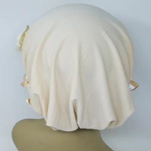 Beige Rhinestone Flower Turban