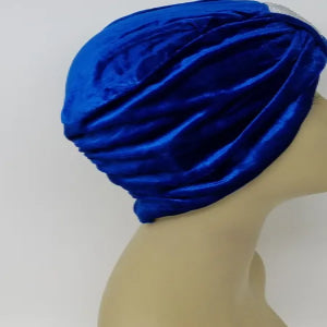 Royal Blue Rhinestone Front Turban
