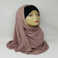 Brown Rhinestone Jersey Hijab
