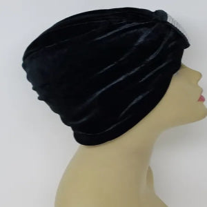 Black Rhinestone Front Turban
