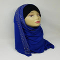 Blue Rhinestone Jersey Hijab