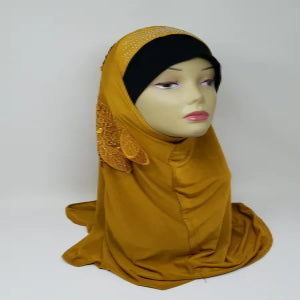 Mustard Rhinestone One Piece Hijab