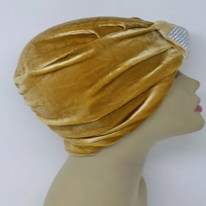 Gold Rhinestone Front Turban