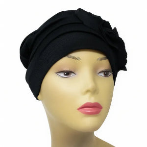 Black Flower Turban Headwrap