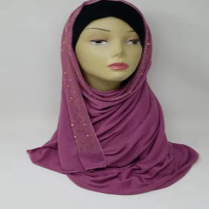 Rose Rhinestone Jersey Hijab