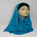 Teal Rhinestone Jersey Hijab