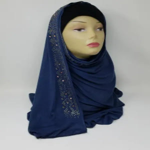 Navy Rhinestone Jersey Hijab
