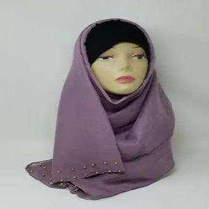 Purple Gold Beaded Hijab Scarf