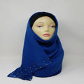 Blue Chiffon Gold Beaded Hijab