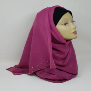 Berry Gold Beaded Hijab Scarf