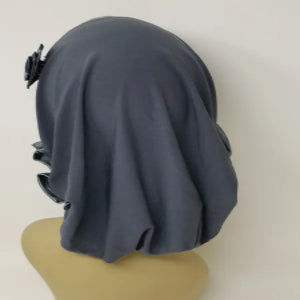 Gray Rhinestone Flower Turban