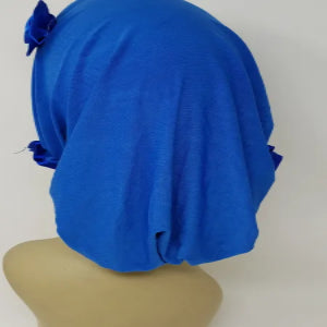 Royal Blue Rhinestone Flower Turban