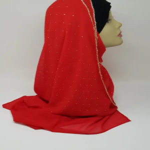 Red Chiffon Hijab Scarf