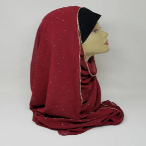 Red Rhinestone Hijab Scarf