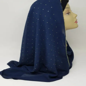 Navy Rhinestone Hijab Scarf
