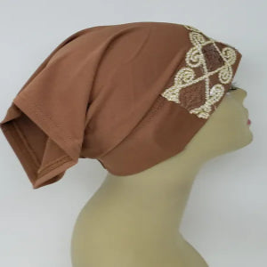 Brown Gold Underscarf Cap