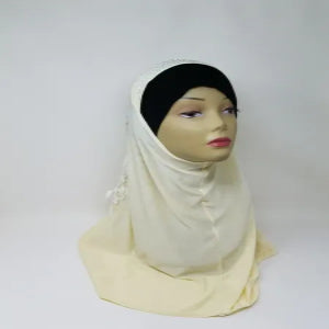 Cream one piece hijab for women soft modest headwear full coverage slip on hijab simple everyday wear lightweight breathable Muslim scarf elegant modest fashion