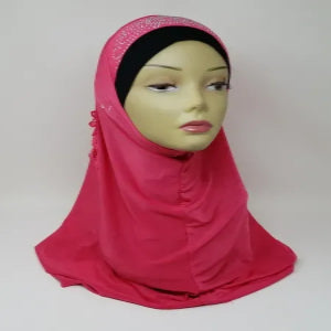 Dark pink one piece hijab full coverage modest headwear soft breathable fabric easy wear slip on hijab for women comfortable daily wear prayer hijab simple elegant modest fashion headscarf ready to wear lightweight smooth drape full head and neck coverage no pins needed