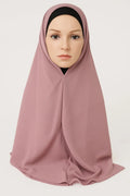 Dusty rose full drape khimar hijab for women, modest Islamic headwear, soft stretch prayer hijab, long coverage Muslim scarf, breathable everyday mauve khimar for full modest wear