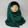 emerald green hijab scarf with gold trim soft fabric modest fashion head covering elegant full coverage style for women lightweight comfortable drape