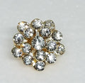 Gold crystal daisy hijab brooch pin with rhinestones, decorative flower scarf brooch accessory for securing hijab, elegant modest fashion jewelry for scarves and shawls