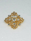 Gold crystal diamond shaped hijab brooch pin with rhinestones, elegant scarf brooch accessory for hijabs, shawls, abayas and modest fashion outfits