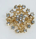 Gold crystal snowflake hijab brooch pin with rhinestones, decorative scarf brooch accessory for securing hijab, elegant modest fashion jewelry for scarves and shawls