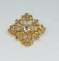 Gold rhinestone hijab brooch pin with crystal stones, decorative scarf pin accessory for securing hijab, elegant modest fashion brooch for scarves and shawls