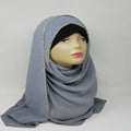 gray chiffon hijab scarf soft lightweight modest headscarf for women elegant drape breathable fabric everyday wear Muslim hijab simple style smooth texture full coverage head wrap modest fashion accessory neutral gray scarf