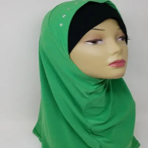 green one-piece hijab full coverage modest hijab soft stretch fabric ready to wear comfortable daily hijab