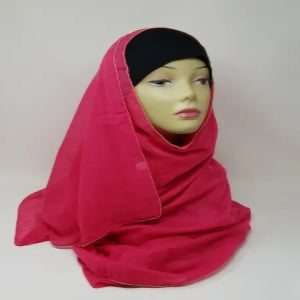 hot pink hijab scarf soft modest headscarf for women full coverage hijab smooth lightweight breathable fabric elegant drape comfortable daily wear Muslim scarf stylish pink scarf simple plain hijab easy to style modest fashion accessory long pink hijab scarf versatile wrap scarf for casual and formal outfits soft touch head covering