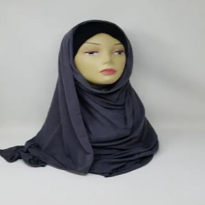 dark grey jersey hijab scarf soft stretch muslim headscarf modest fashion hijab comfortable everyday wrap full coverage women hijab scarf