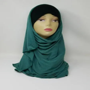 green jersey hijab scarf soft stretch muslim headscarf modest fashion dark green hijab comfortable everyday wrap full coverage women scarf