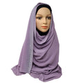 Elegant lavender rhinestone hijab with sparkling crystal embellishments along the front edge, soft drape modest headscarf for weddings, Eid, and formal occasions by Affordable Hijab USA