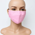 Light pink adjustable reusable face mask for women, washable breathable fabric face covering with adjustable ear straps, comfortable everyday cloth mask