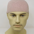 Light pink stretch kufi cap for men, breathable Muslim prayer cap, soft fitted Islamic skull cap for salah, Ramadan, and everyday wear