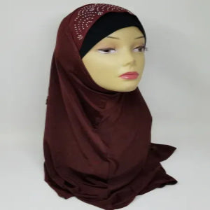 maroon one-piece hijab for women soft full coverage slip on hijab modest headwear breathable everyday Muslim scarf elegant deep color simple style